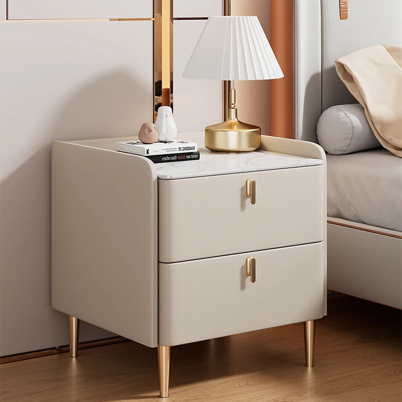 

Netizen Light Luxury Bedside Table Simple Modern Home Bedroom Solid Wood Rock Panel