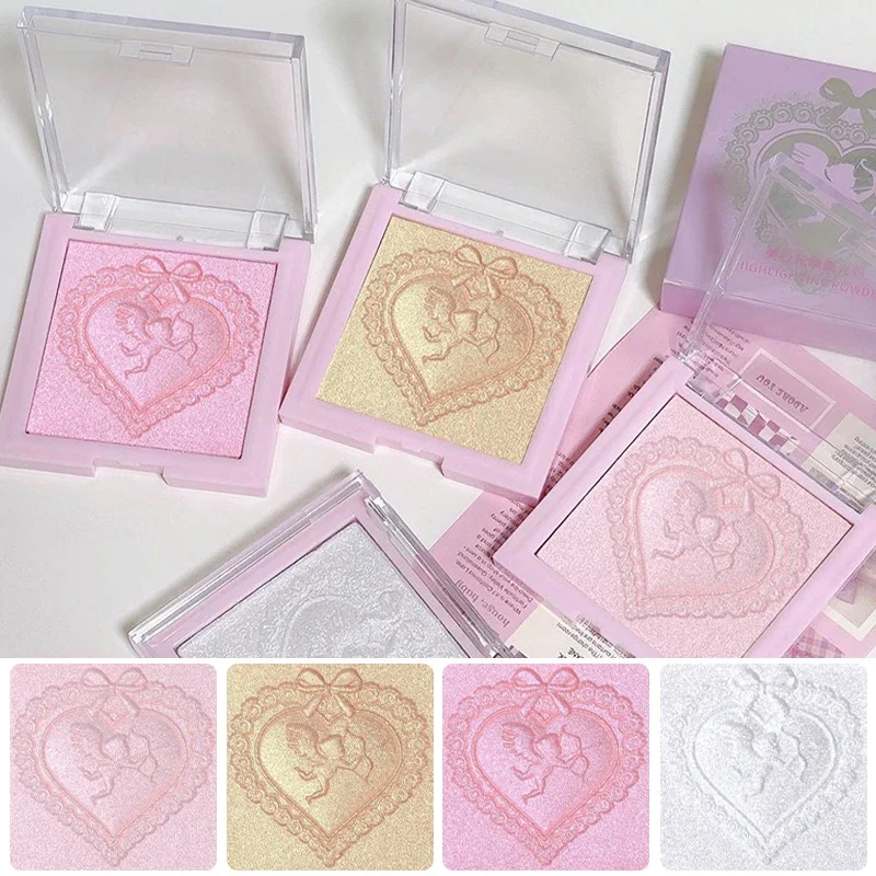 Love Angel-Poudre bronzante pour le corps, haute brillance, surligneur, palette de maquillage, pêche, nickel é, paillettes, surbrillance, contour, illuminateur