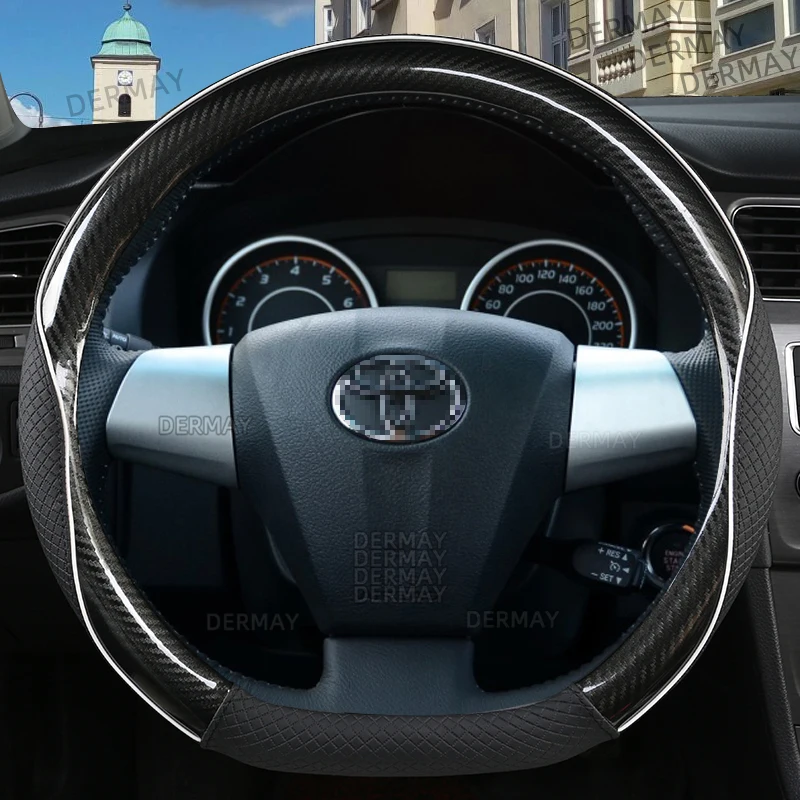 

Для Toyota Wish AE10 AE20 2003 ~ 2017 DERMAY чехол рулевого колеса автомобиля кожа из микрофибры + автомобильные аксессуары из углеродного волокна