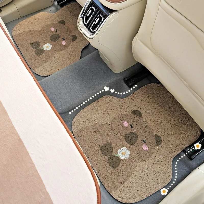 

Car Floor Mat with Silk Ring, Wear-resistant and Dirt Resistant, Universal Washable Cartoon Car Floor Mat