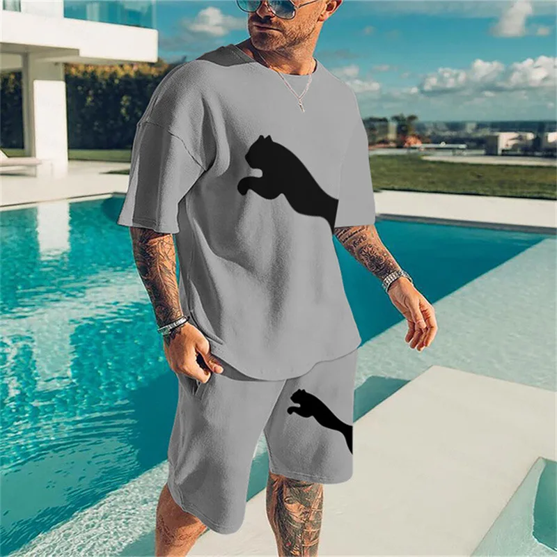 2022 Summer New Men's Casual Short-sleeved T-shirt Casual Shorts All-match Suit Trend Casual Sports Suit