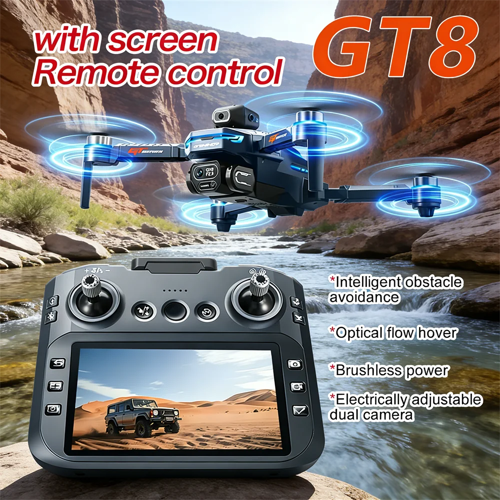 

Новый дрон GT8 2026 года с Wi-Fi FPV, профессиональными 8K-камерами, карманными цветными фонарями, складной квадрокоптер, радиоуправляемый самолет, игрушки и подарки на радиоуправлении