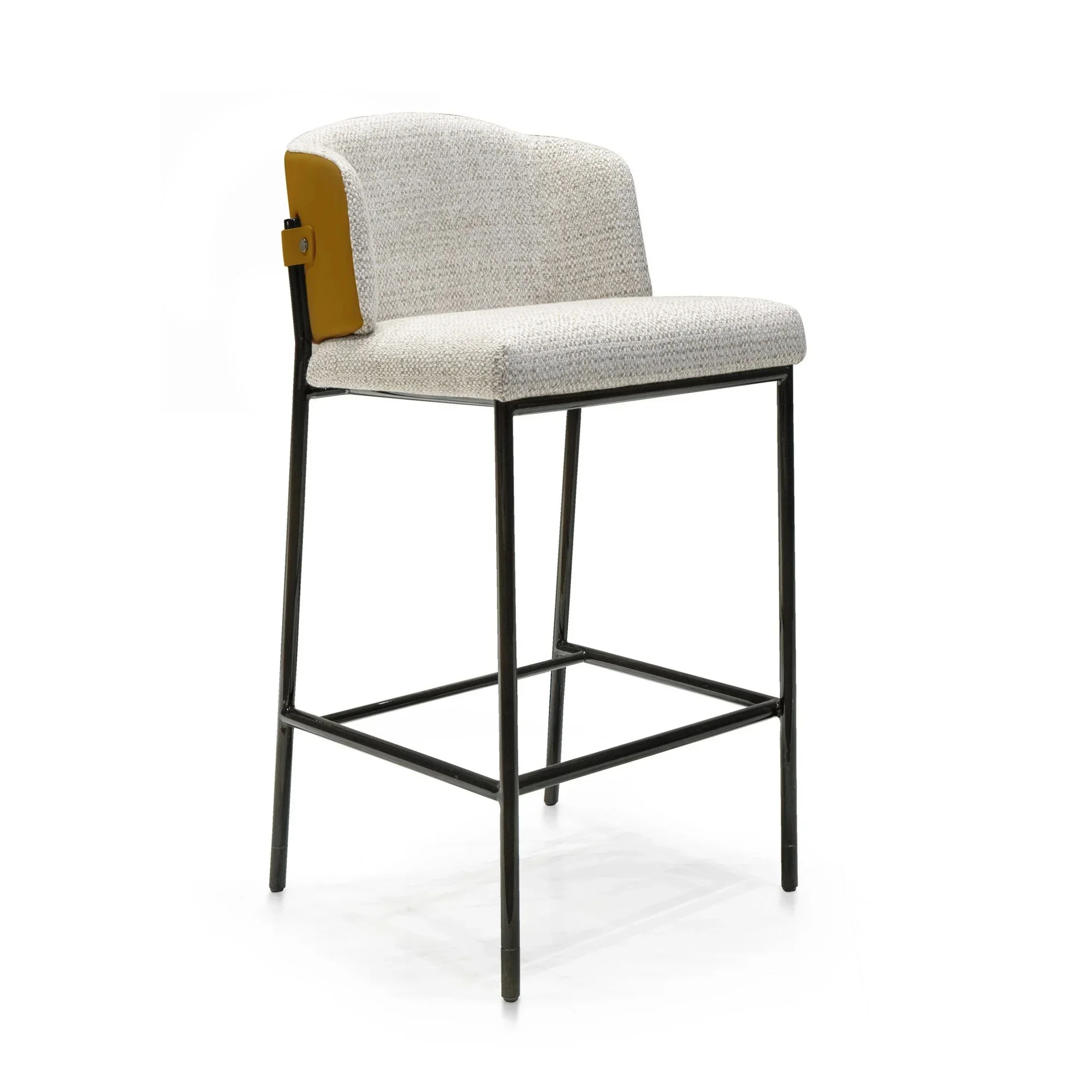 

High quality Modern Luxury Design Leather Back and Linen Fabric Cushion High Dining Chair Hotel Restaurant bar Chairs
