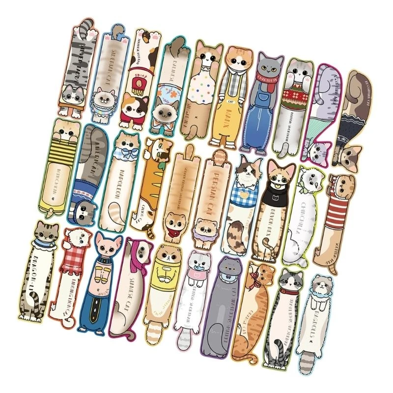 30 piezas Cats gatos Bookmarks lectura para lectura para libro Book Writer Student Paper Markers Book Page Divisor