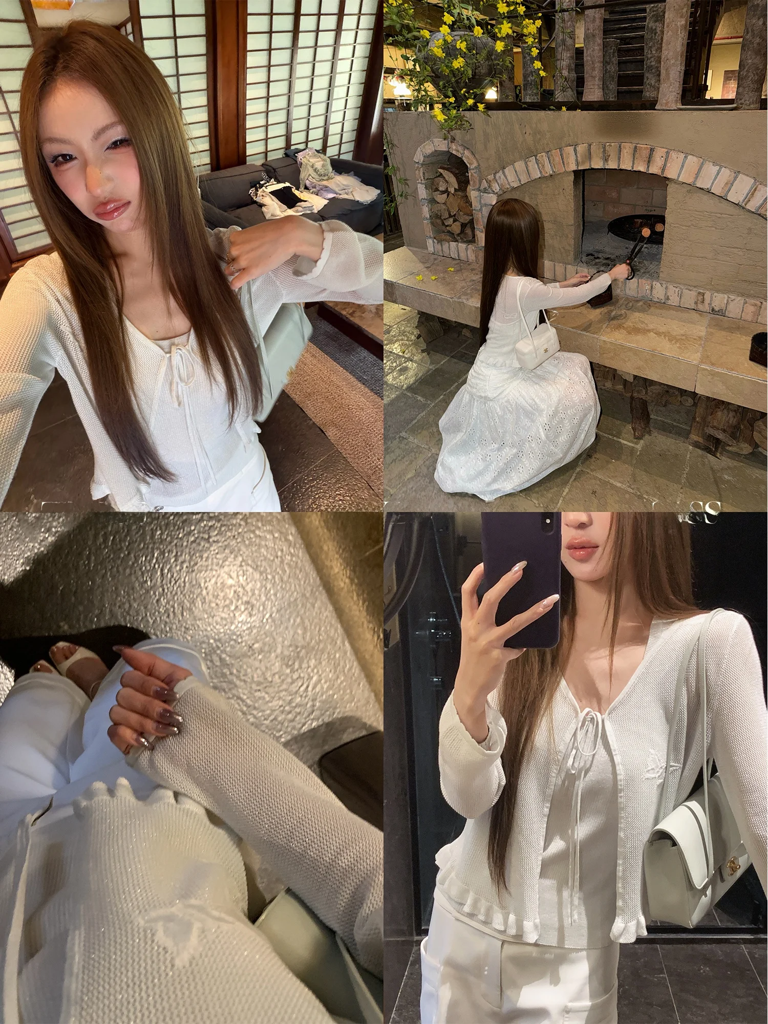 

New Arrival Ice Crystal Open Cardigan Set Sizing Loose Knitted Long Sleeve Mid-Length Pure Color Women's Fas...