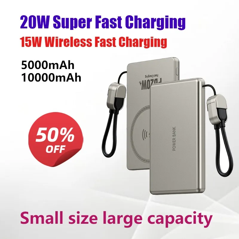 PD 20W Wireless Charger 15W Output 10000mAh 3C Certified Airline-approved Ultra-thin Fast Charging Compact & Portable Power Bank