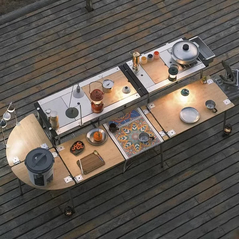Outdoor IGT folding table Portable mobile kitchen BBQ operation table DIY combination table Xuefeng quality, family IGT