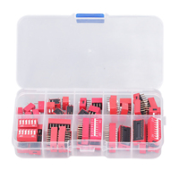 45Pcs Dip Switch Assorted Kit On Off Toggle 2.54mm Range 1 2 3 4 5 6 7 8 9P for Circuit Breadboards Toggle Switch