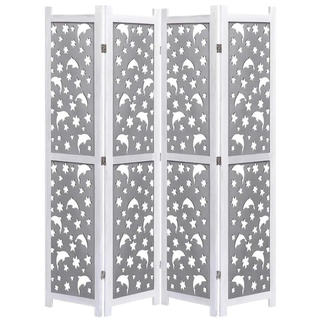 55. for X6 5 Gray 4-Panel Room Divider - Solid Wood Screen for Home & Office