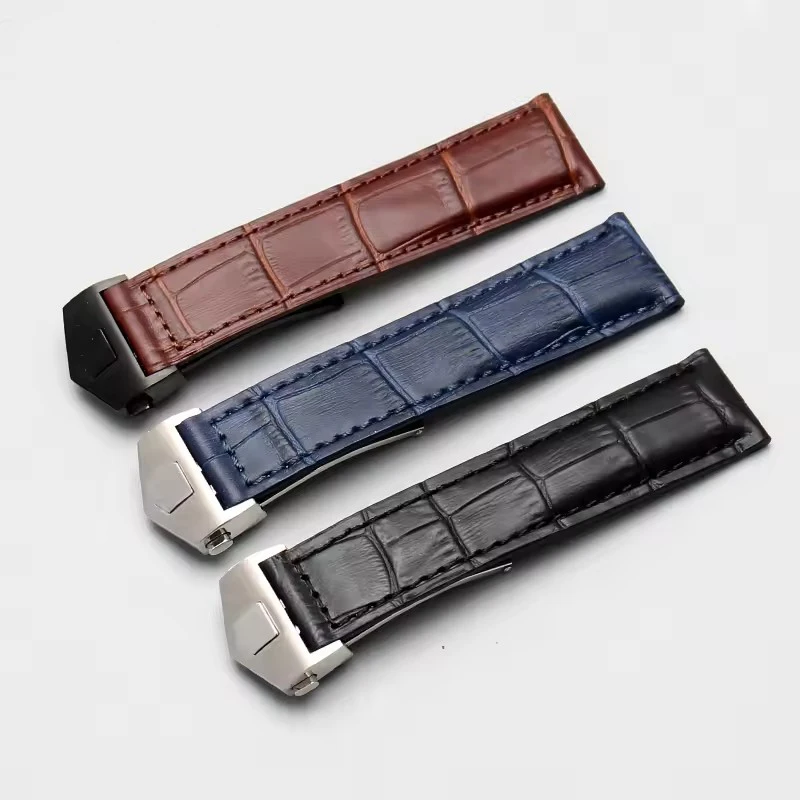 20mm 22mm 24mm Cowhide strap bracelet For Tag heuer watchband men wristwatches band accessories fold buckle cowhide watch strap