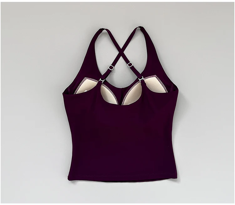 Neuer schmal geschnittener Schultergurt, hängender Nackengurt, schöner Rücken-Sporttop, Damen-Einteiler-Fixier-Yoga-Top, Fitness-BH – Detail 15