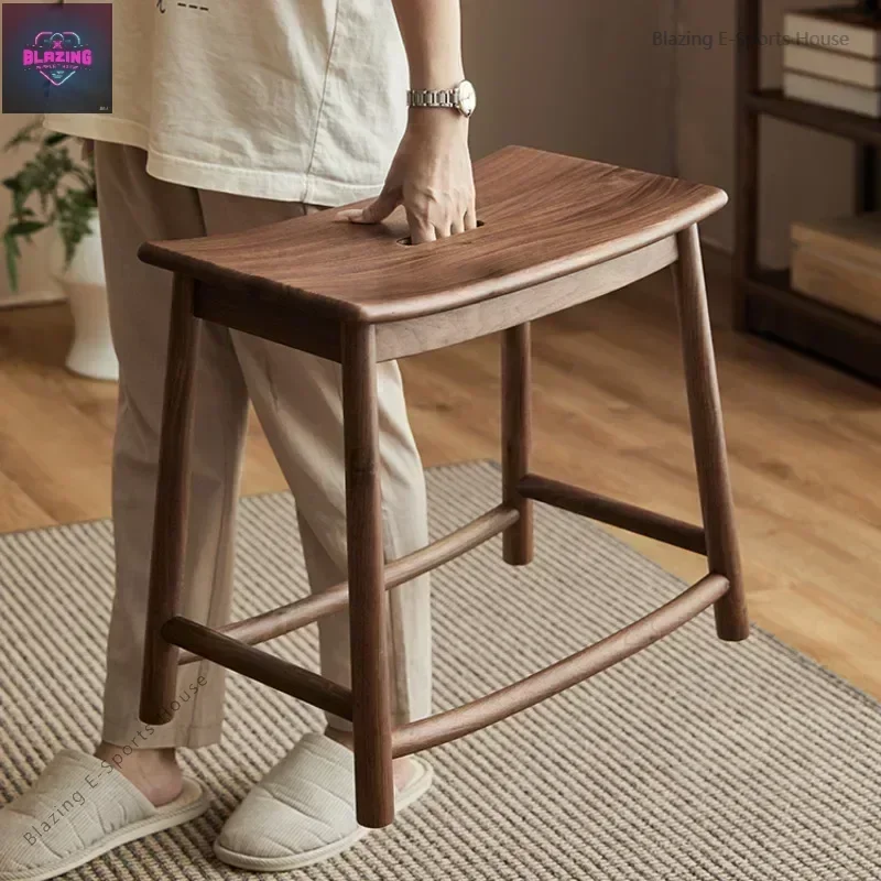 Direct Selling New Chinese Style Classical Black Walnut Small Stool Household Simple Household Shoe Stool Living Room Furniture