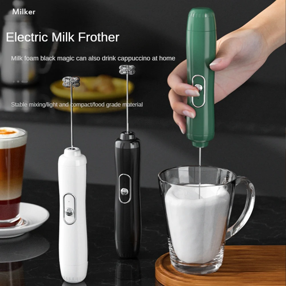 Handheld Leite Frother, Foam Maker, alimentado por pilhas, portátil, sem fio, espumador, batedor de ovos, Whisk Verde, Utensílios de cozinha