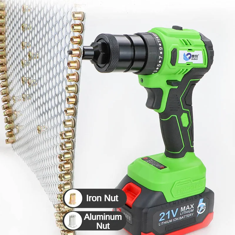 SUBAO S88 21V Cordless Rivet Gun 10 Section 5.2Ah/4.0Ah Brushless Automatic Rivet Nut Gun For M3-M12 Nuts