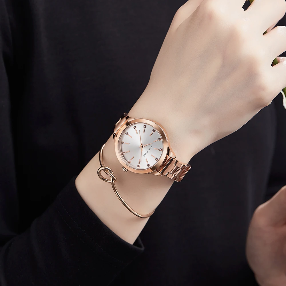 MINI FOCUS Luxury Watch for Woman Waterproof Stainless Steel Ladies Watche Elegant Fashion Quartz Wrist Watches Gold Watch 0367L