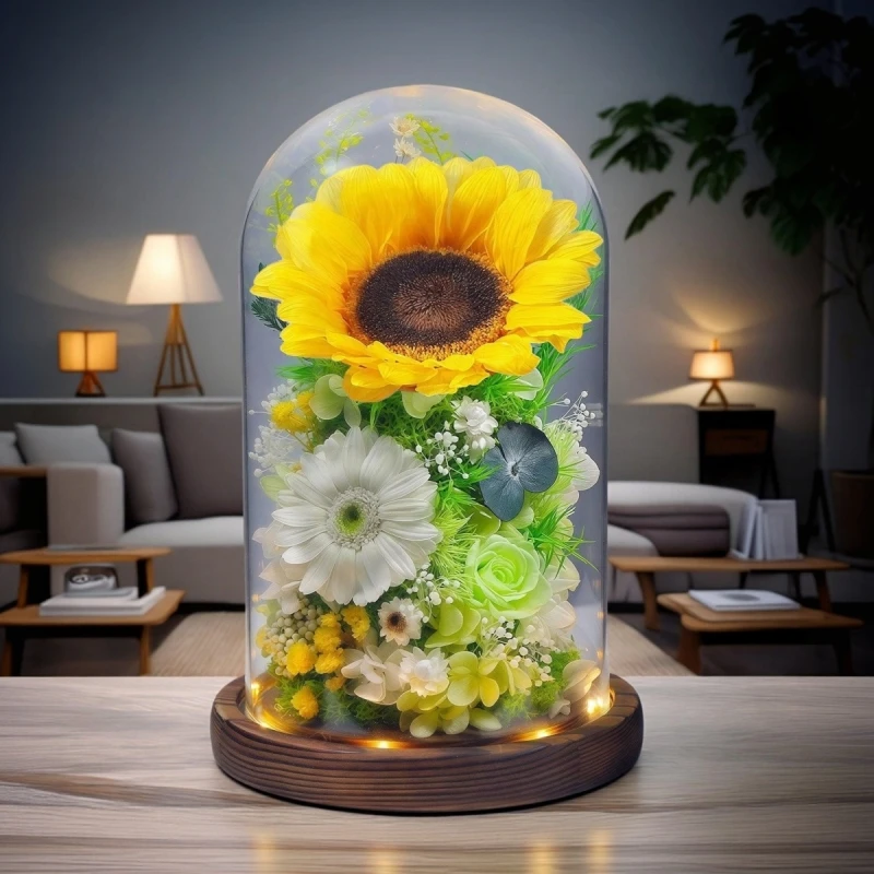 18*40cm Big Size Glass Dome Vase House Ornament Antique Black Log Base Transparent Dustproof Cover Wedding DIY Friend Favor Gif