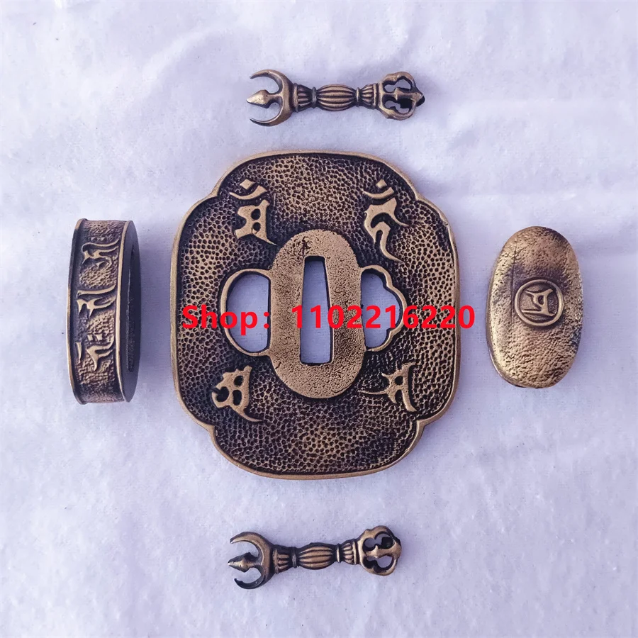 Exquisite Copper Soild Brass Handguard Tsuba Guard Fuchi Kashira Menuki For Real Japanese Japan Samurai Katana Sword Fittings