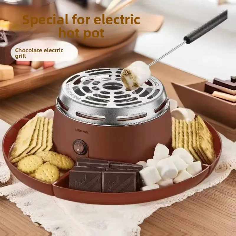 Cotton Candy Machine Snack Food Processing Equipment New 2-in-1 Chocolate Melting Pot Cotton Candy Maker Fruit Plate Home Party