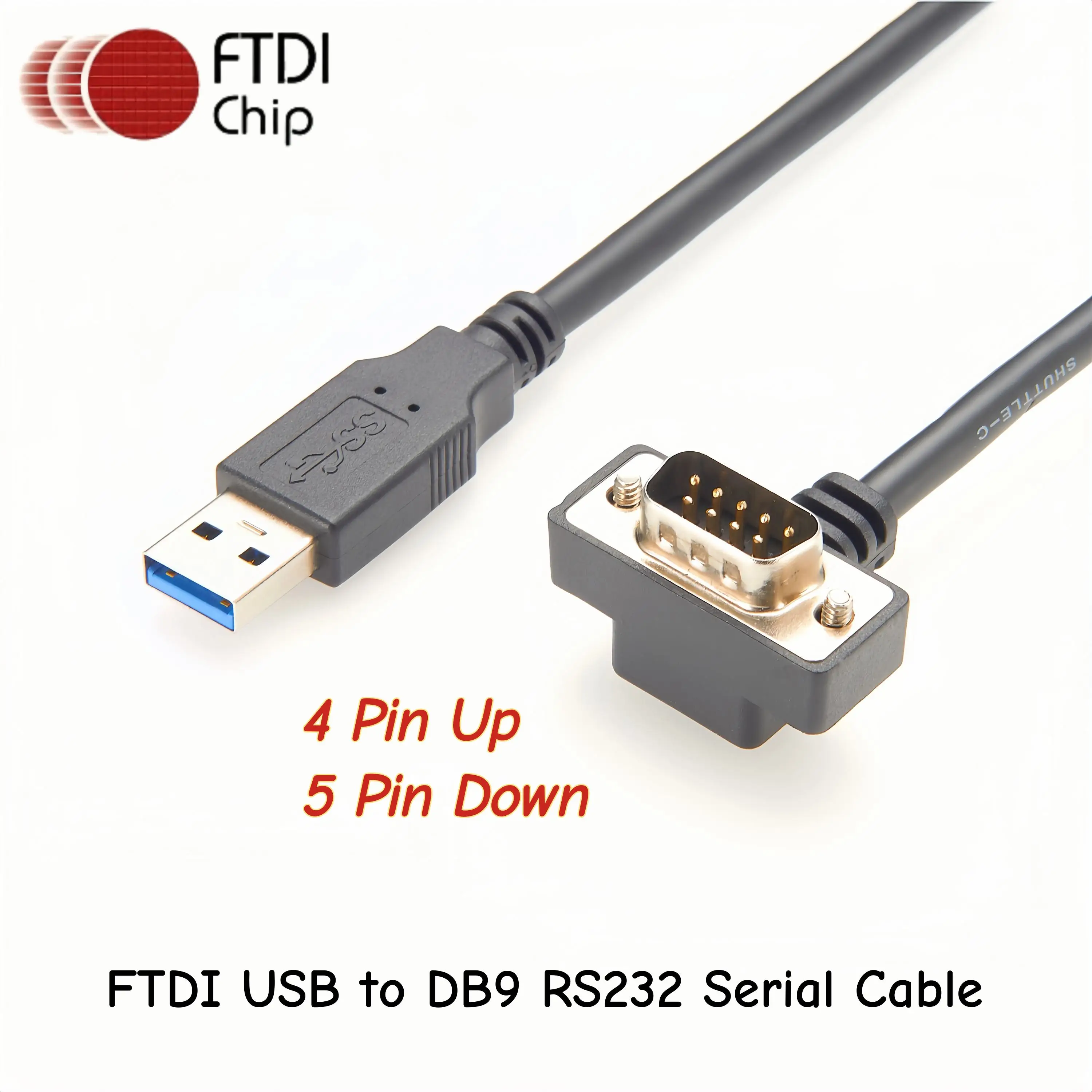 90°DB9 Male RS232 to USB 2.0 A Converter USB to Serial RS232 Cable with FTDI CHIP USB to COM Port Adapter USB to Serial Port