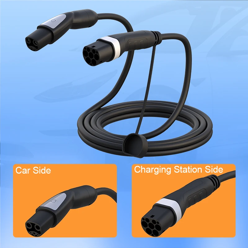 feyree 16A 3.5KW 32A 7KW 1Phase Type2 to TS-NACS Socket EV Charger Cable for Tesla Model 3 Y X S for Public Charging Station