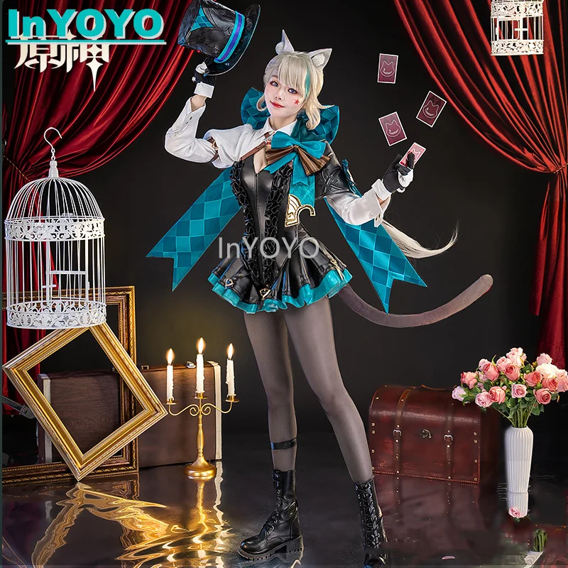 InYOYO Lynette Magician Cosplay Costume Genshin Impact Game Suit Gorgeous Dress With Hat Halloween Party Outfit For Women S-3XL