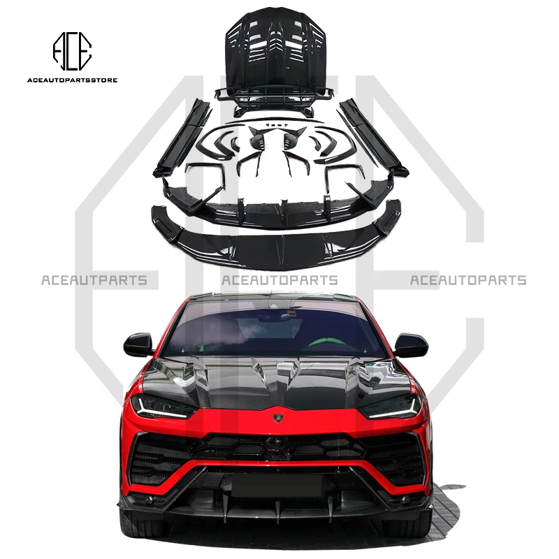 

High Quality Carbon Fiber Body Kit For urus Front Lip Side Skirts TPC Style Carbon Spoiler Hood For Lamborghini Urus Car Tuning