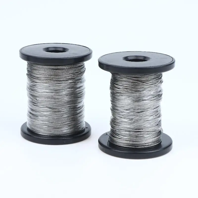 1 Set 30/50/100 Meters 304 Stainless Steel Wire Rope 7x7 Strand Core With 20/50 Aluminum Crimps For Outdoor Clotheslines Use
