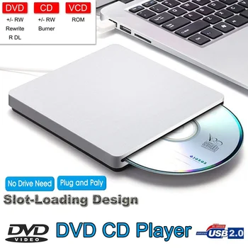 USB DVD Drives Optical Drive External DVD RW Burner Writer Recorder Slot Load CD ROM Player for Apple Macbook Pro Laptop PC