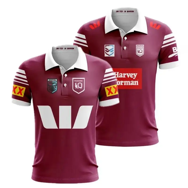 2024 Queensland Maroons State Of Origin Polo Shirt Home / Away Rugby Jersey Shorts - Mens Size:S-5XL（Print Name Number）number )