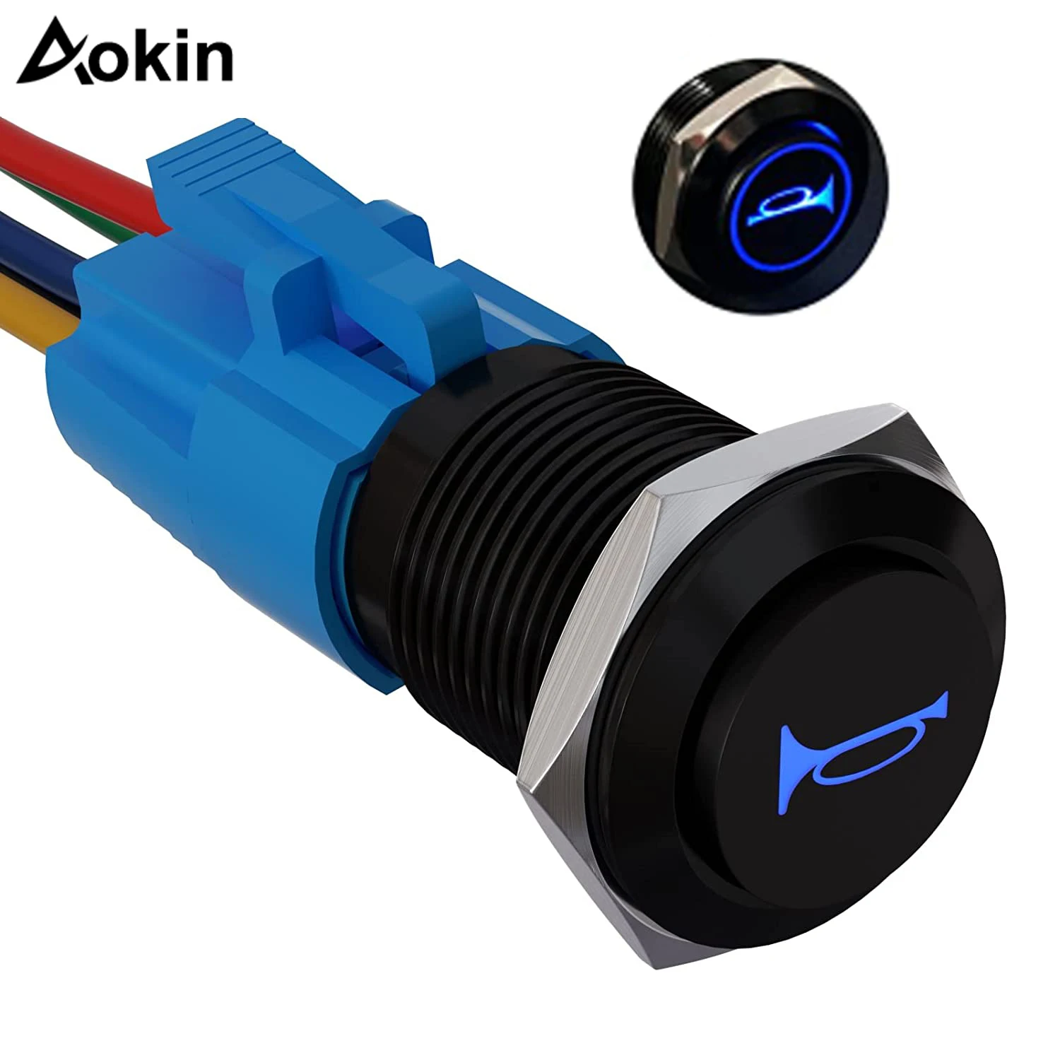 

16/19mm 12V Momentary Speaker Horn Push Button Toggle Switch 3/4" Mounting Hole 1NO 1NC SPDT with Pre-Wiring Socket