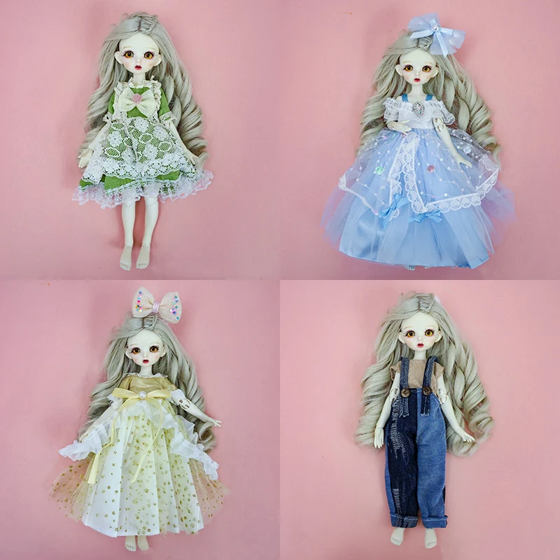 デニムストラップと子供用パンツセット、人形服、交換用ドレス、1/6 bjd、おもちゃのアクセサリー、女の子へのギフト、ファッション、30cm