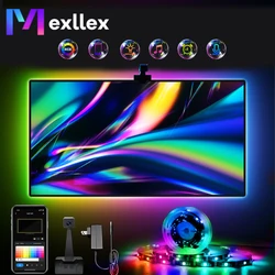 5M Ambient RGBIC TV LED Backlight with Camera, Smart TUYA WiFi APP Control Music Sync Immerse Strip Light for PC Game Bedroom