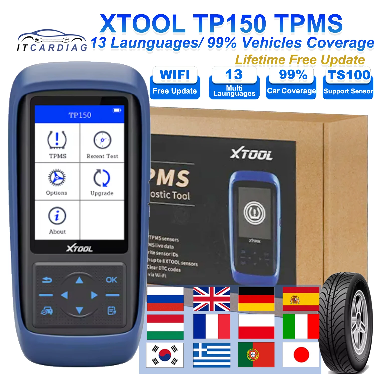 

XTOOL TP150 TPMS Programming Tools For 315Mhz & 433Mhz Sensors Tire Pressure Reset Tool Sensor Activation Lifetime Free Update