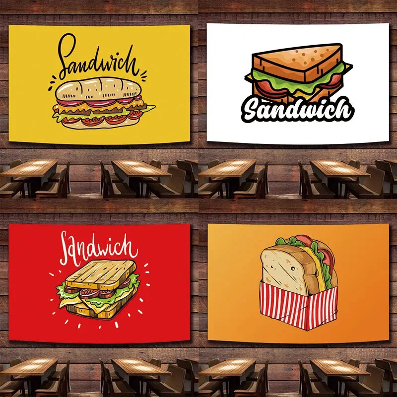 Sandwich Food Poster Wall Hanging Flag Canvas Painting Tapestry Wall Art Banner Dining Room Kitchen Home Decor Sticker Mural