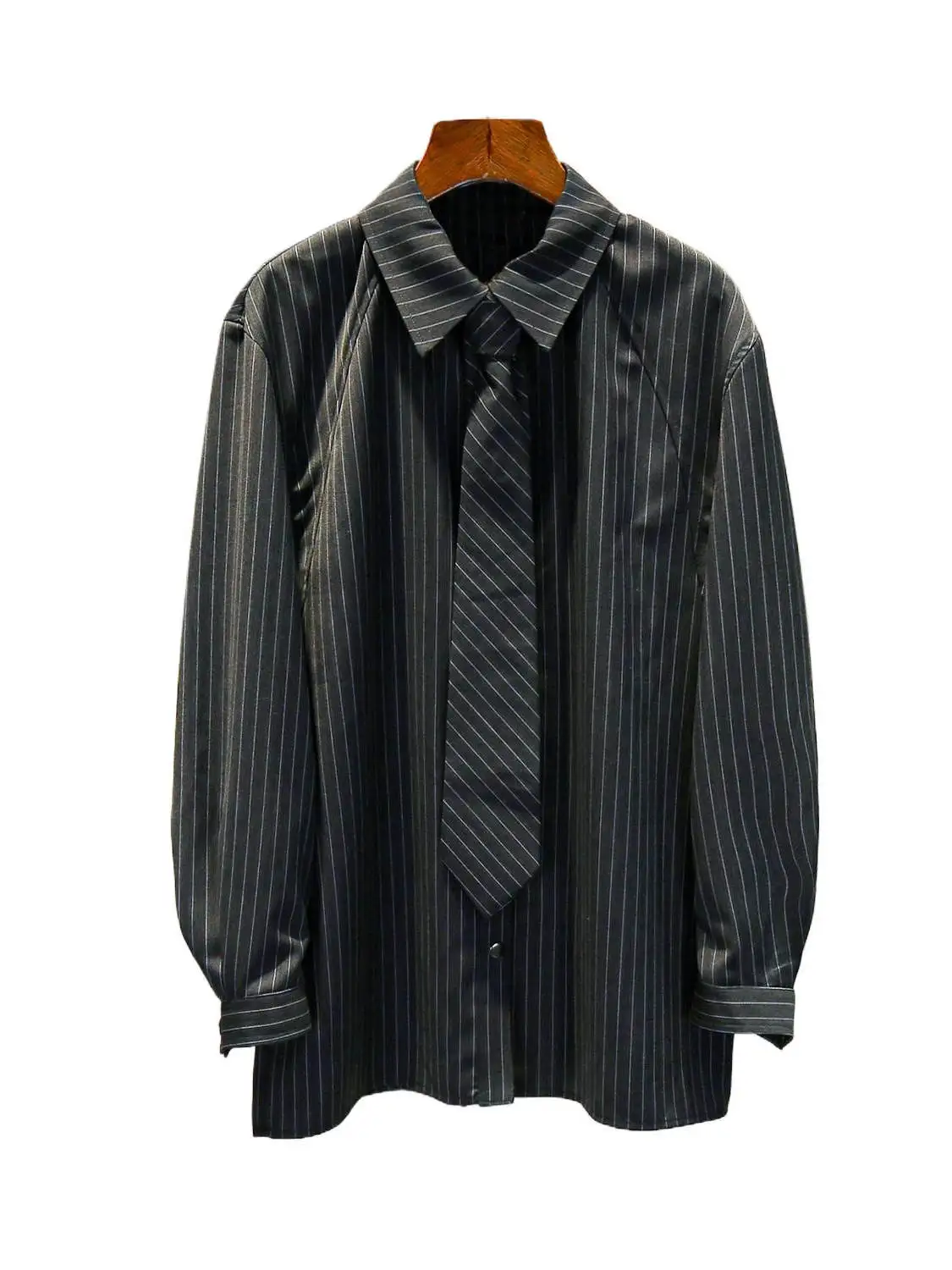 Casual Stripe irt Loose Fit Bequemer SLE Damen Premium Faion Autumn Collection Button up Long Sve Regular Länge
