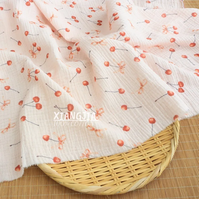 135x50cm Gewebter Baumwoll-Doppelschicht-Kreppstoff mit Blumenmuster für Kinderpyjamas, Steppdecken, Lätzchen, Handtücher und Badetücher – Detail 7