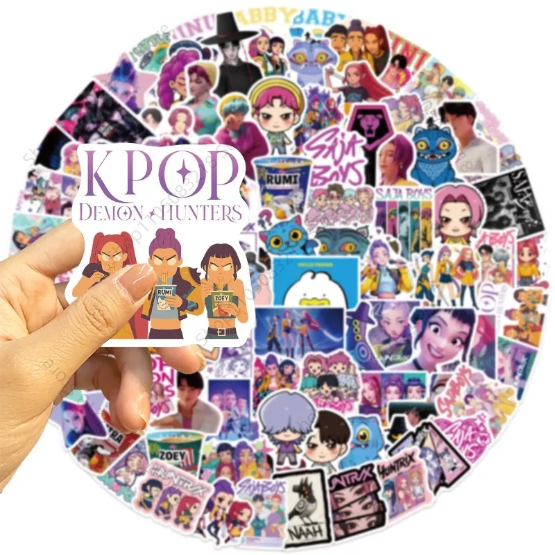Immagine 6: 50/60/110PCS HUNTR/X SAjA Ragazzi K-POP DEMON HUNTERS Film RUMI Adesivi Telefono Chitarra Laptop Notebook Valigia Adesivo Impermeabile
