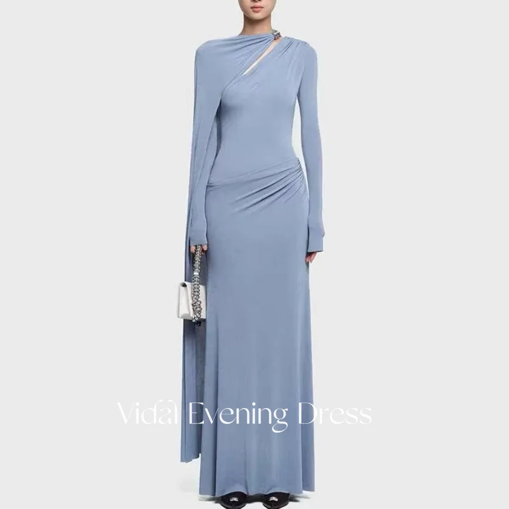 

Vindal индивидуальное Новое поступление 2025 года, асимметричное длинное платье, элегантное платье для выпускного вечера с длинными рукавами, современный модный халат