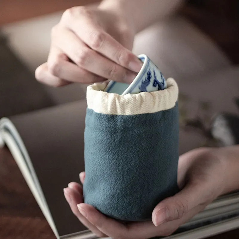 Thickened Cotton Storage Bag Travel Bag Taiwan Cloth Bag Tea Set Teapot Teacup Cloth Bag Medium Teapot Cloth Bag Multifunctional