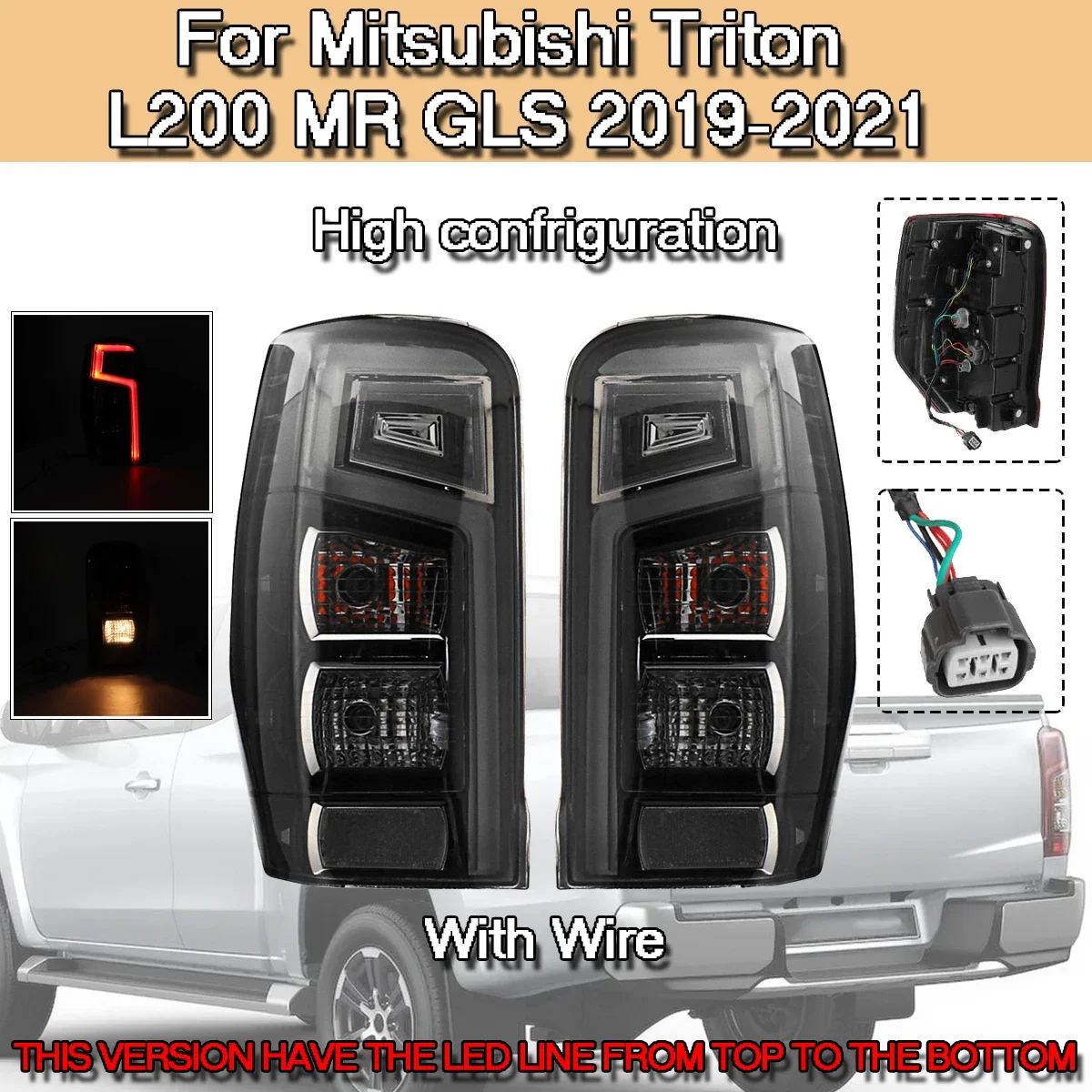 

Автомобильные фары для Mitsubishi L200 Triton 2019 2020 задний фонарь с лампой задний тормоз задний стоп-сигнал задний фонарь в сборе высокий