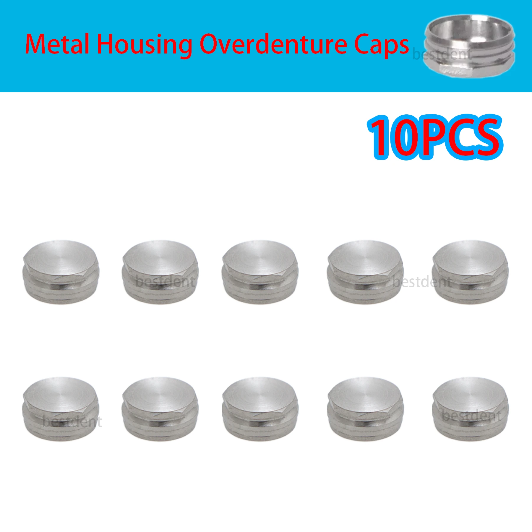 

10Pcs Dental Overdenture Implant Metal Housing Caps for Locator Abutments