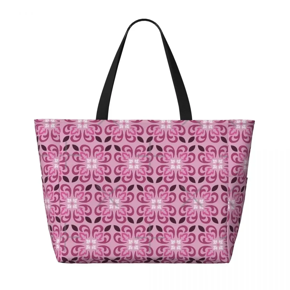 Sac de voyage de plage portugais rose et blanc, sac fourre-tout populaire 03/initié, motif multi-style