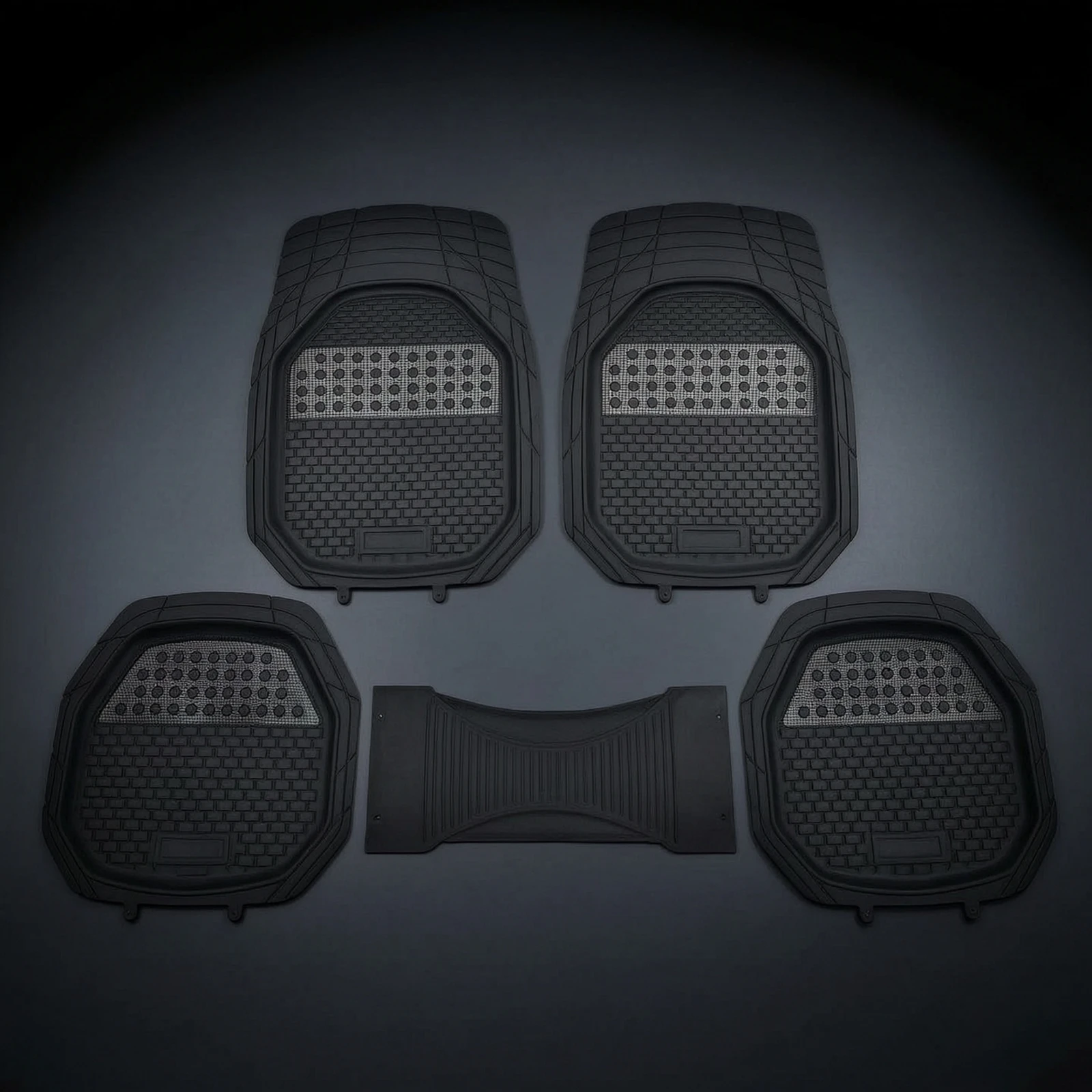 5 Pieces Car Mats with Center Bridge All Weather Car Floor Mats Stain-Resistant Heavy-Duty for Drivers, Automotive