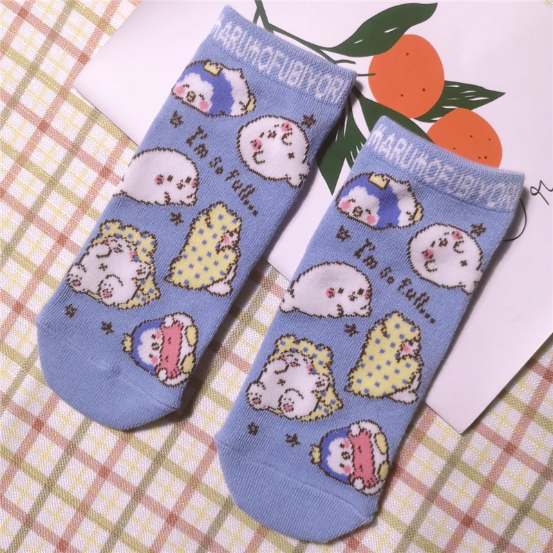 Cute Marumofubiyori Socks for Women Young Girls Anime Kawaii Cotton Socks Adult