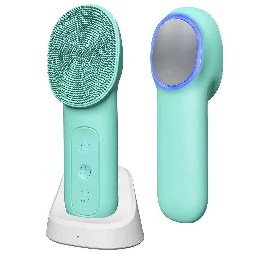 LED Facial Cleansing Brush Hot And Cool Face Lifting Vibrating Skin Massage Beauty Equipment