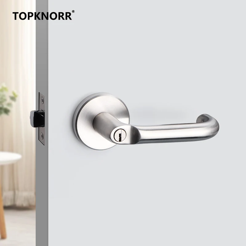 304 Stainless Steel Door Lock With Key Fire Door Silent Door Handle Safety Channel Escape Door Lock Household Universal Type