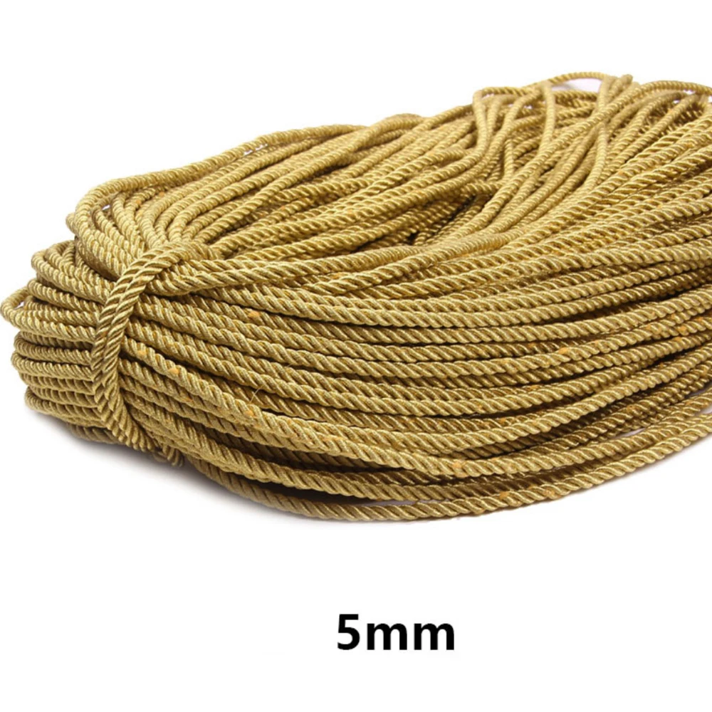 5 Meters Gold/Silver Color 2/3/4/5/6mm Braided Rope DIY Accessories For The Production Of Hand-Held Cords For Gift Boxes