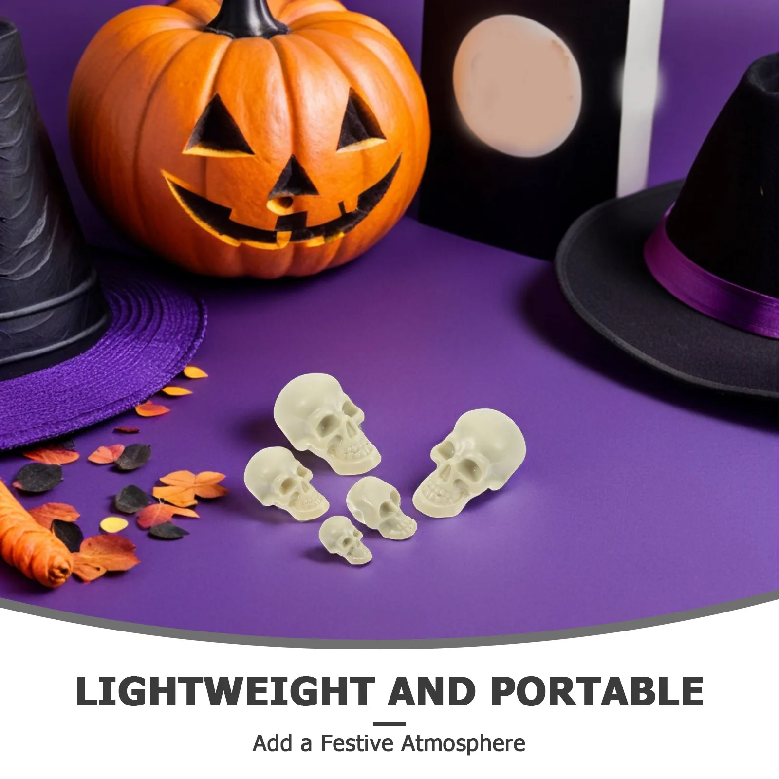 150pcs Plastic Skull Decorations for Desk, Halloween Party, Fall Theme, Photo Prop & Craft Supplies