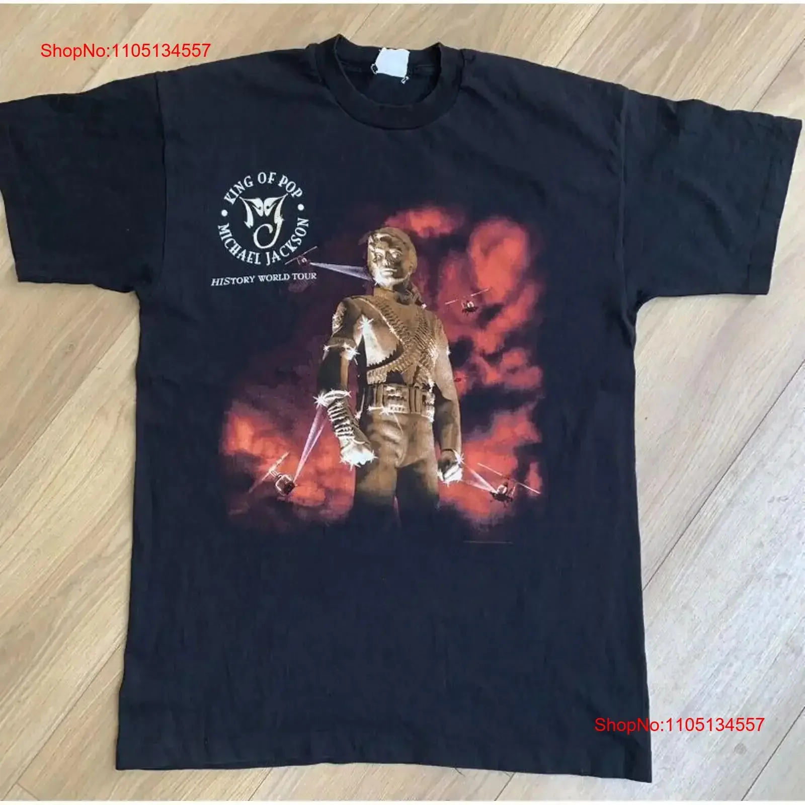Michael Jackson History World Tour T-Shirt Vintage Washed Unisex Bequeme Grafik Lässig Stilvoll Atmungsaktiv Streetwear