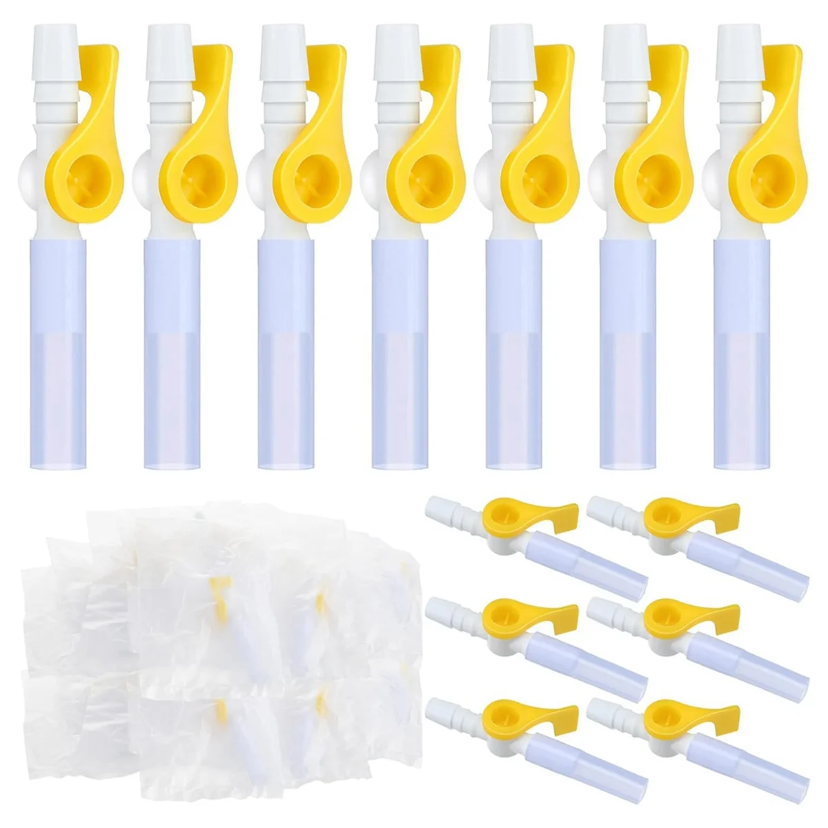 15 Pack Catheter Valve Urine Drainage Catheter Bag Valves with Smooth Edges and Silicone Tubing